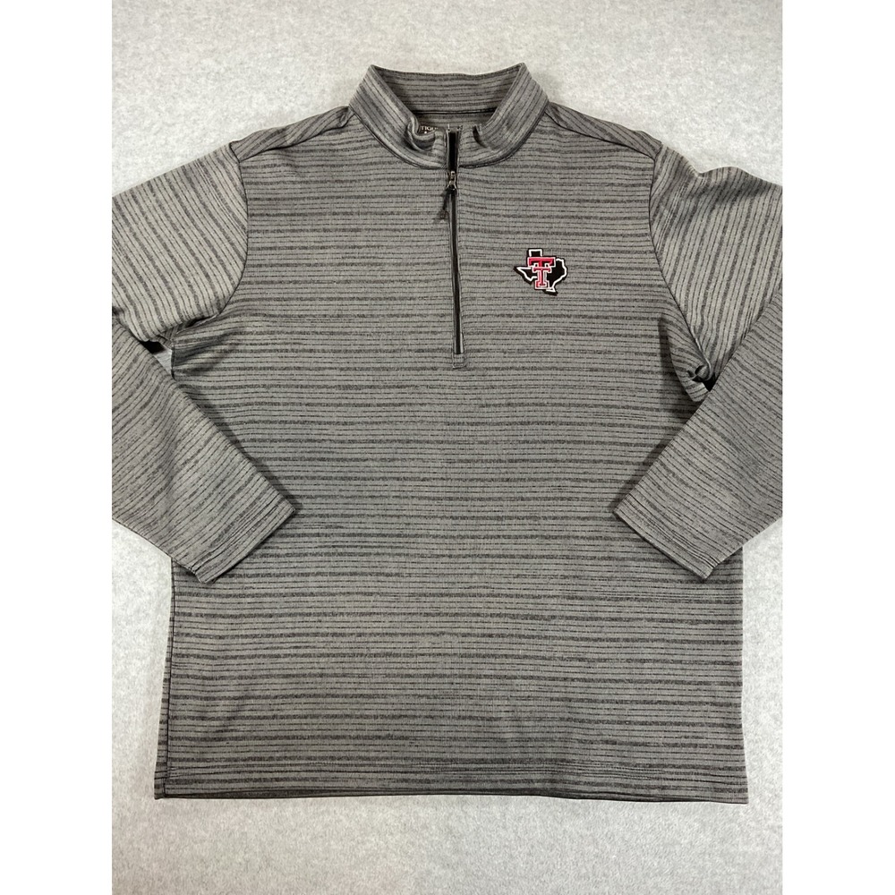 Antigua Texas Tech Red Raiders Mens Large Grey Heather Quarter Zip Pullover 2994